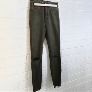 Zara Green Denim High Waist Skinny Sz 2